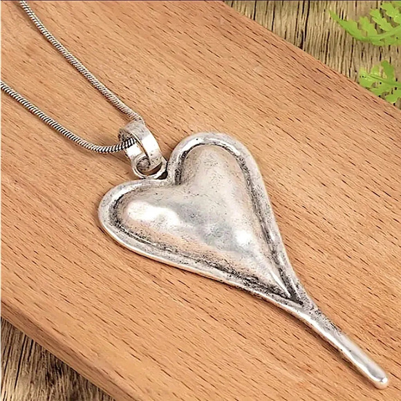 Vintage Heart Statement Pendant Necklace, Bohemian, Boho, Tribal - Picture 2 of 8